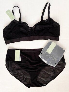 NWT Boody FreeMesh - 1 Full Bust Wireless Bra + 2 High-Cut Briefs - 3 Pieces XL